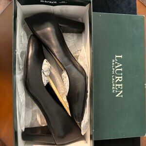 NWB LAUREN BY RALPH LAUREN BLACK LEATHER WOMEN'S PUMPS